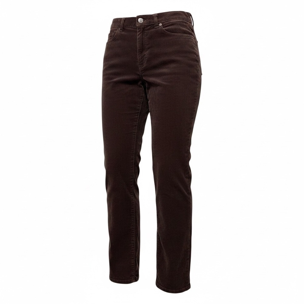Lauren Ralph Lauren Brown Corduroy Pants Womens 4P Petite Straight Leg Stretch
